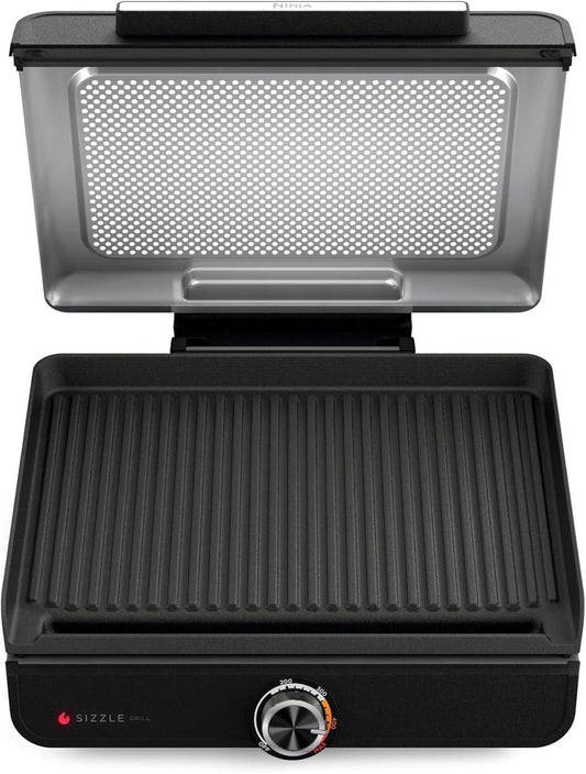 Sizzle Smokeless Indoor Grill with 500°F Max Heat, 14-Inch Nonstick Grill Plate, Even Edge-to-Edge Cooking GR100