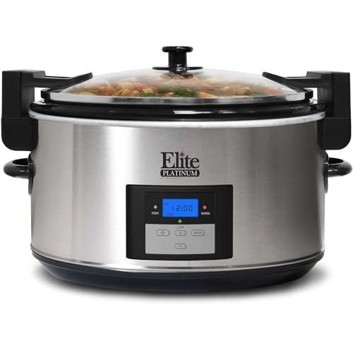 Slow Cooker 8.5-Quart, Programmable Stainless Steel, Locking Lid, Large Capacity, Versatile Pot, Easy Clean, Model MST-900VXD