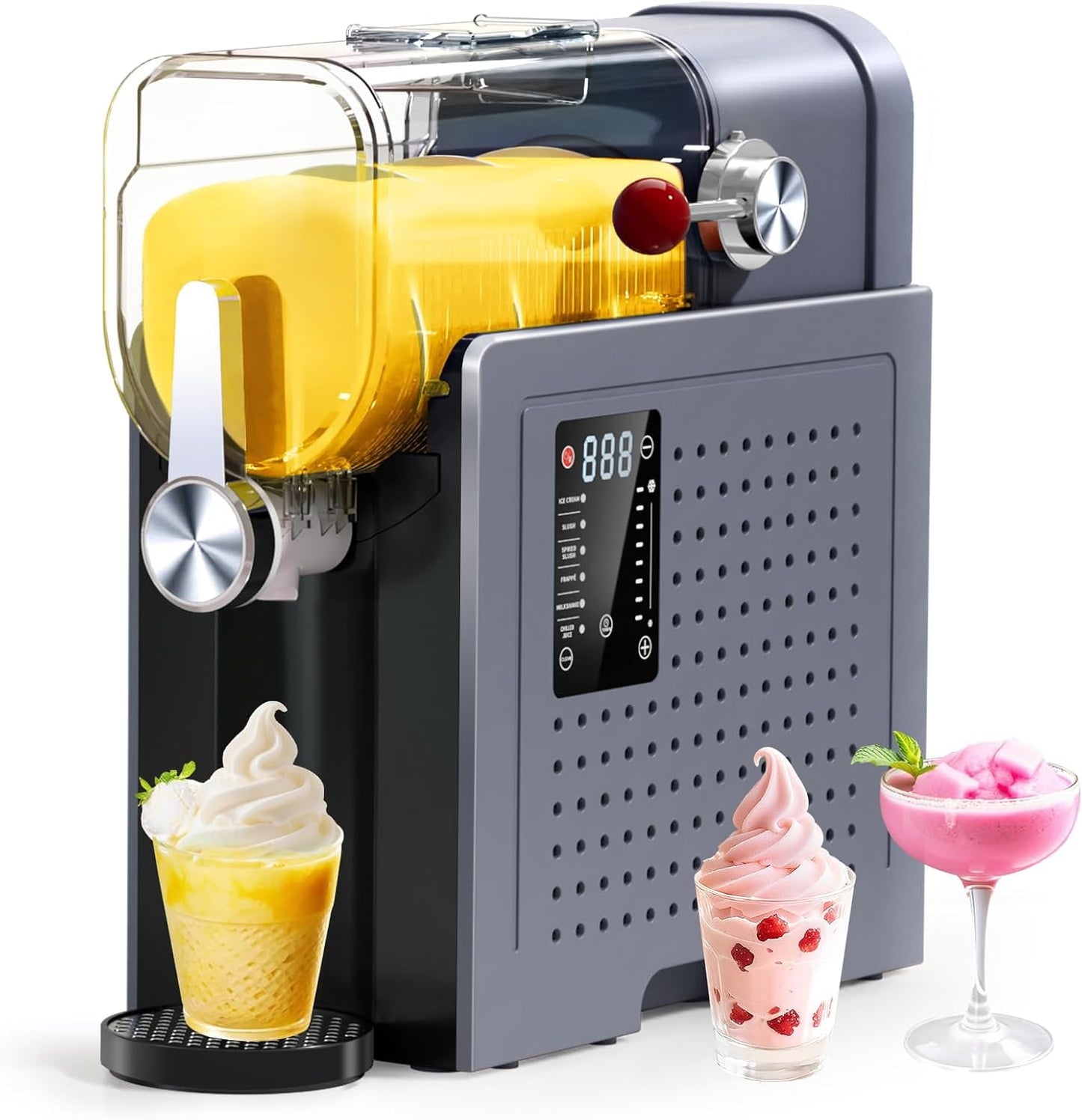 Slushy Machine for Home - 88oz Frozen Drink Maker, 2 In 1 Soft Serve Ice Cream & Slushie Machine with LED Display, No Ice Needed, 6 Preset Programs for Frozen Margaritas, Frappe, Smoothie, Milkshake