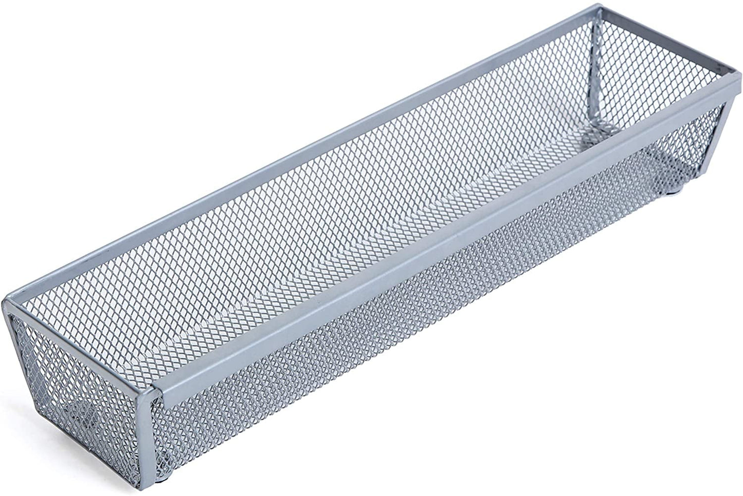 Smart Design Drawer Organizer - 12 x 3 Inch - Steel Metal Mesh Tray - with Interlocking Arm Connection - Utensils, Silverware, Organization - Kitchen - Silver