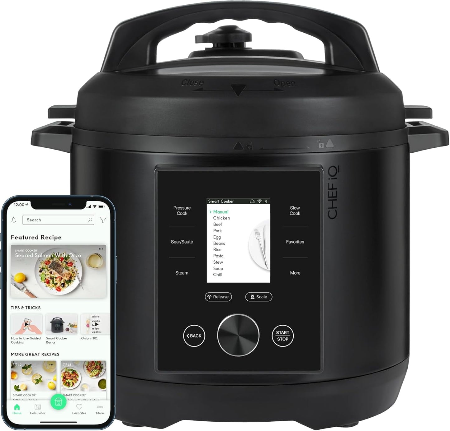 Smart Pressure Cooker with WiFi and Built-in Scale - Easy-to-Use 10-in-1 Multicooker with 500+ Guided Recipes - Rice Cooker, Slow Cooker, Instant Meals for Foodies - 6 Quart - Family Size