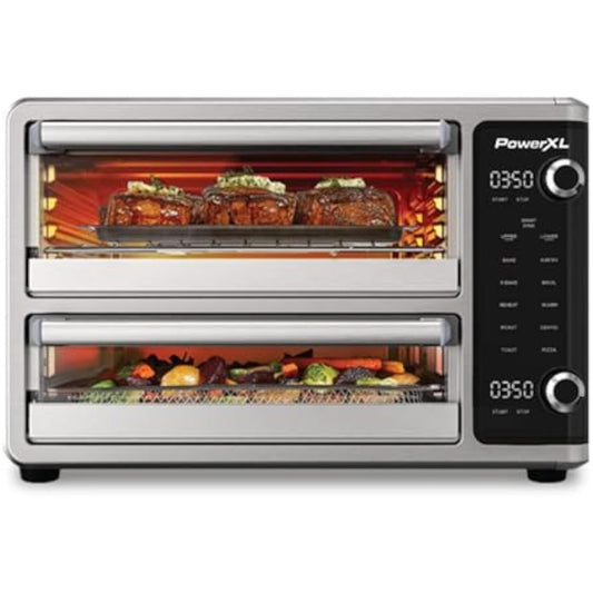 SmartSynx Dual Door Air Fryer Oven, Cook Different Food at the Same Time, 10 Cooking Functions including Bake, Broil, Toast, Roast & More, Great for Family Meals