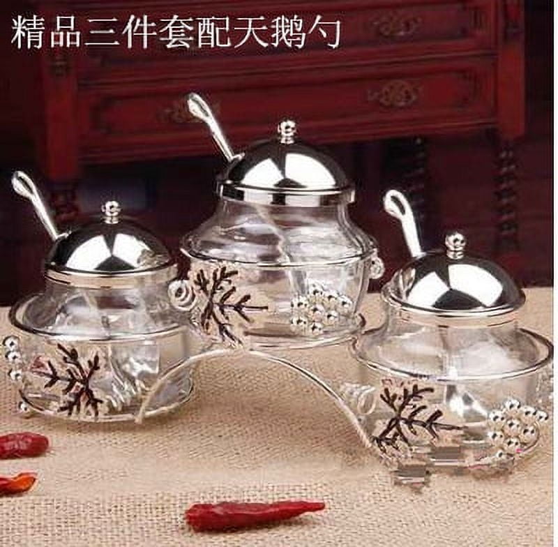 Smarten Glass Spice Bottles Jar Seasoning Box 3 Piece Kithen Spice Storage Salt Peper Cumin Powder
