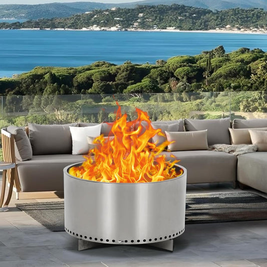 Smokeless Fire Pit with Air Switch 20.5", Wood Burning Portable Stainless Steel Outdoor Firepit with Removable Stand and Ash Pan,Ideal for Camping for Backyard Patio and Picnic,H: 11.5 in, 18.7 lbs