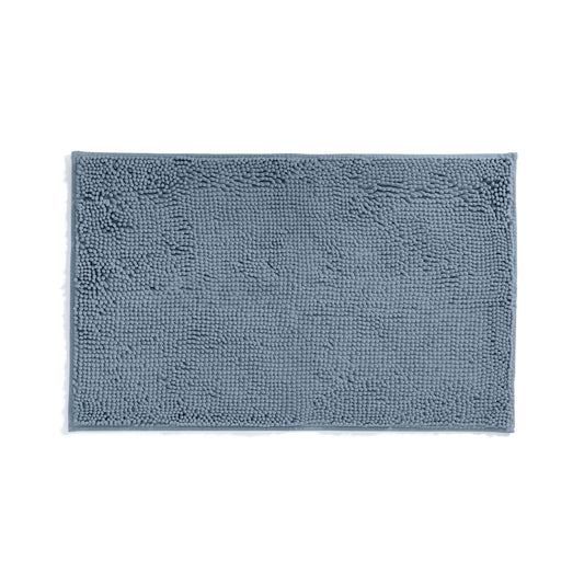 Soft Absorbent Chenille Bath Mat Rug with Anti-Skid Rubber Backing, 34 x 21, Light Blue, by Noble Linens