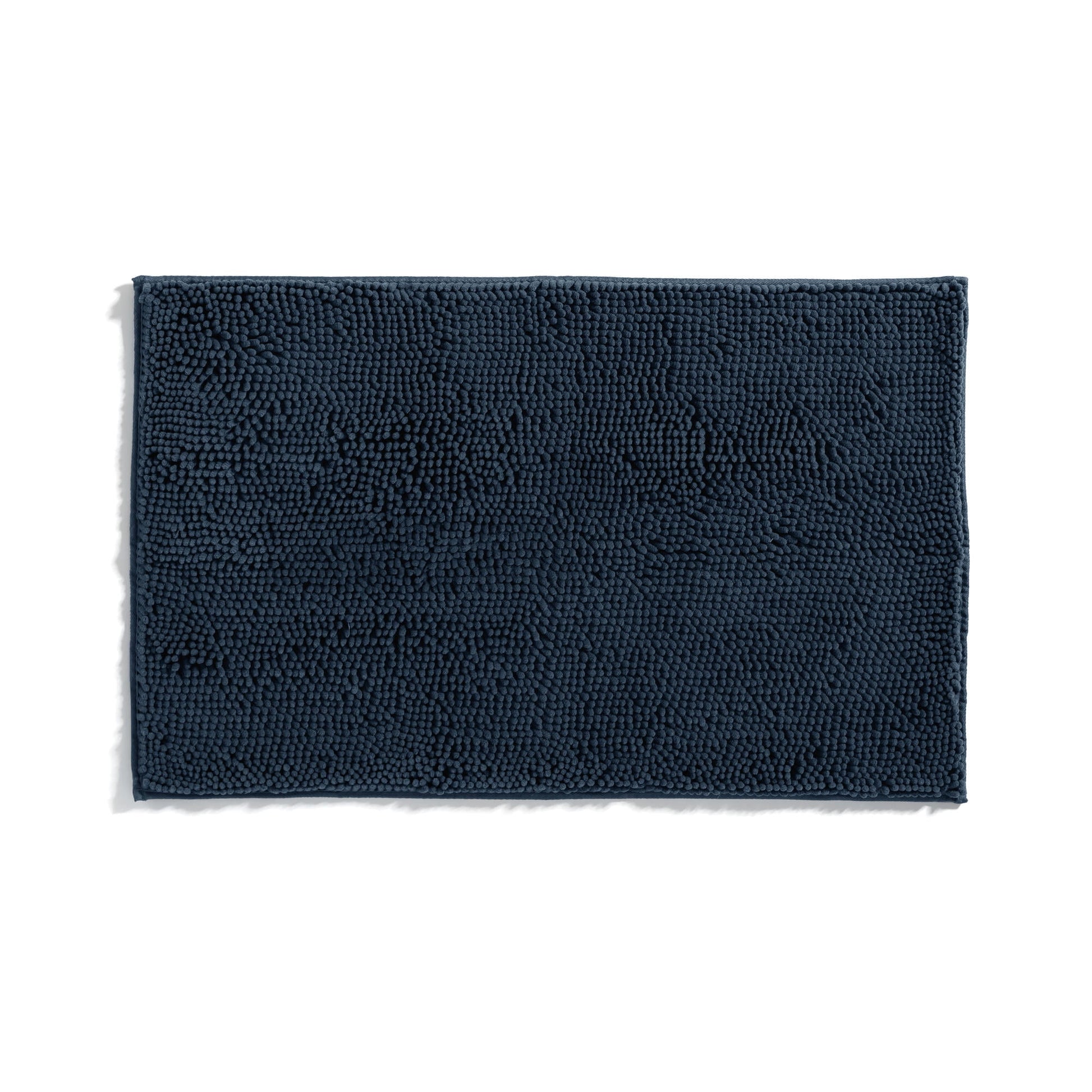 Soft Absorbent Chenille Bath Mat Rug with Anti-Skid Rubber Backing, 34 x 21, Navy, by Noble Linens