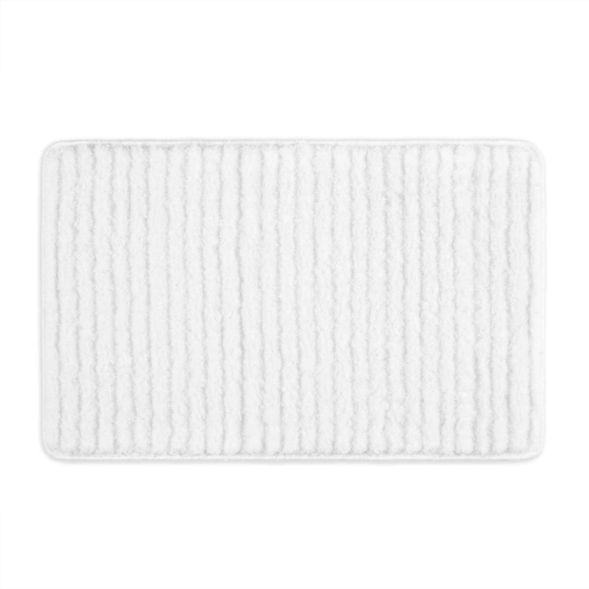 Sohome Chino Striped Machine Washable Bath Mat, White, 27"x48"