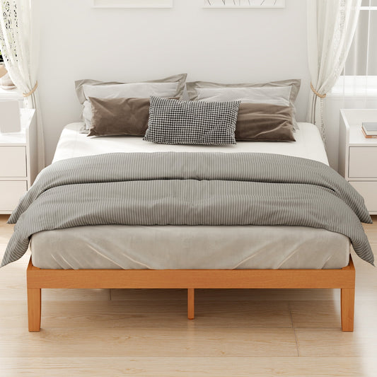 Base de Cama de Madera Maciza, Base de Cama con Soporte de Listones de Madera, No Se Necesita Box Spring, TamaÃ±o Twin