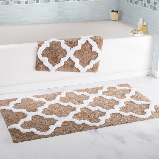Somerset Home 2 Piece Bathroom Rug Set - 41x24.5 Inch and 34x21 Inch 100% Cotton Bath Mats (Taupe)
