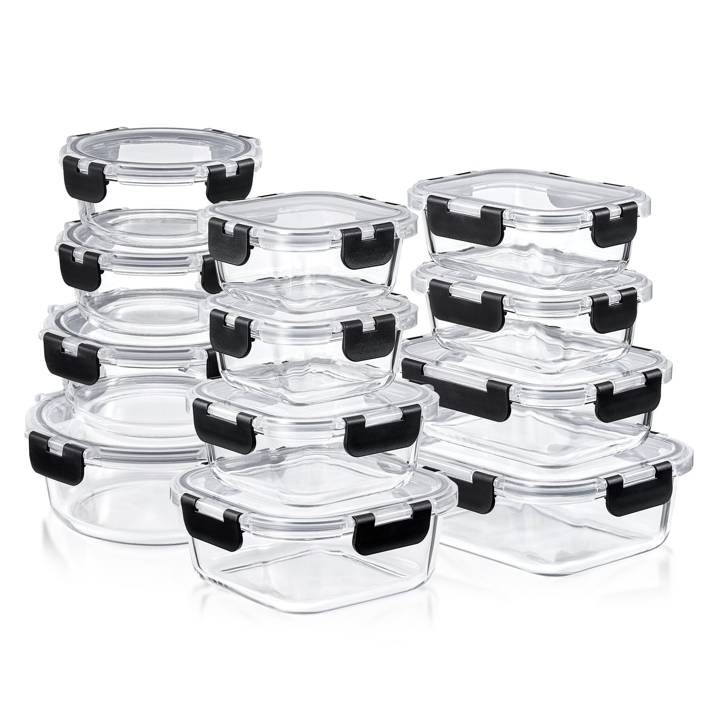 Sorbus 12pc Glass Meal Prep Containers â€“ Airtight Lids â€“ Oven, Freezer, Dishwasher Safe â€“ Reusable Food Storage, 3 Shapes