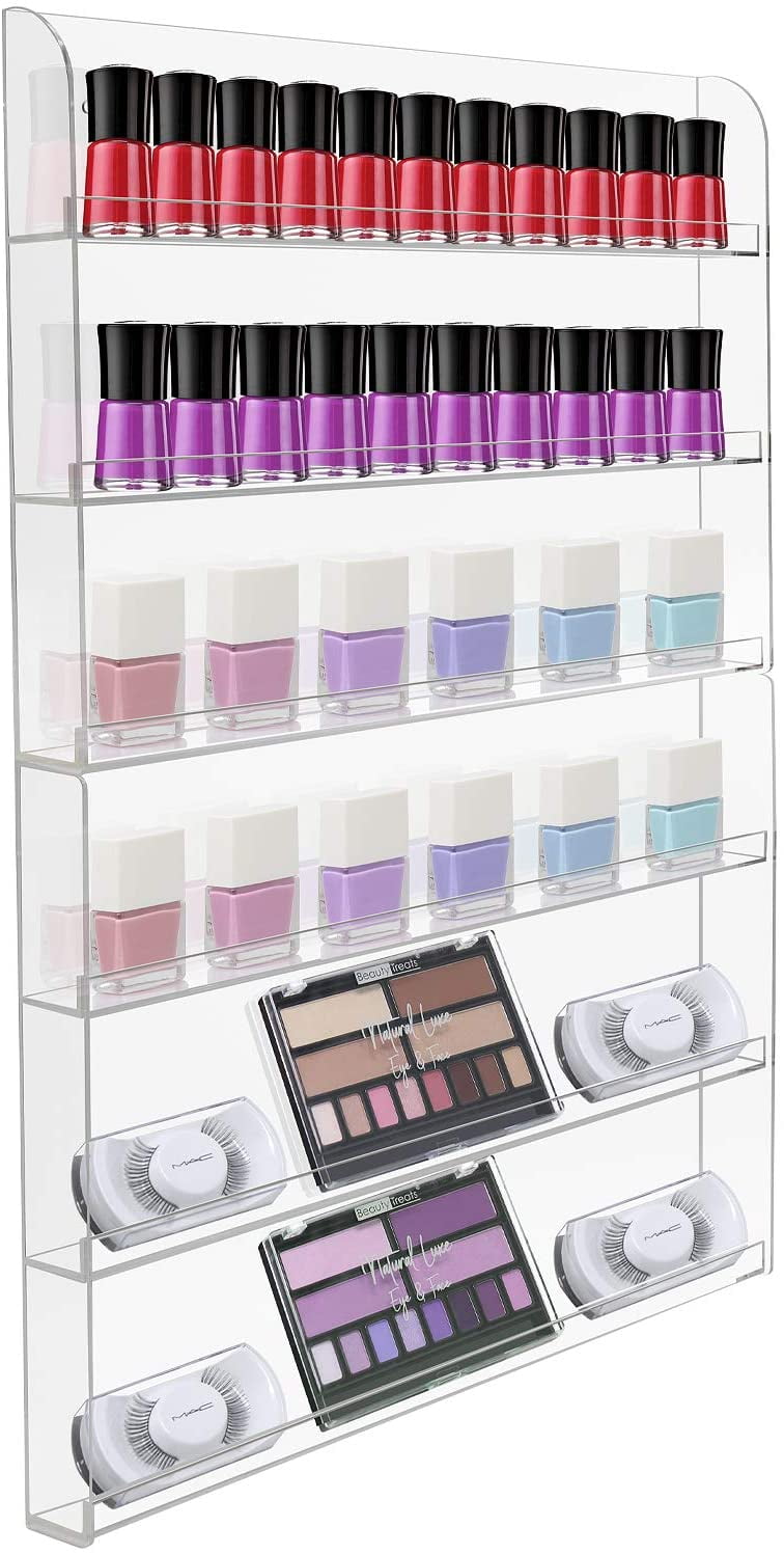 Sorbus Acrylic Nail Polish Wall Rack, 6-Tier Display, Holds 90 Bottles, 2-Piece