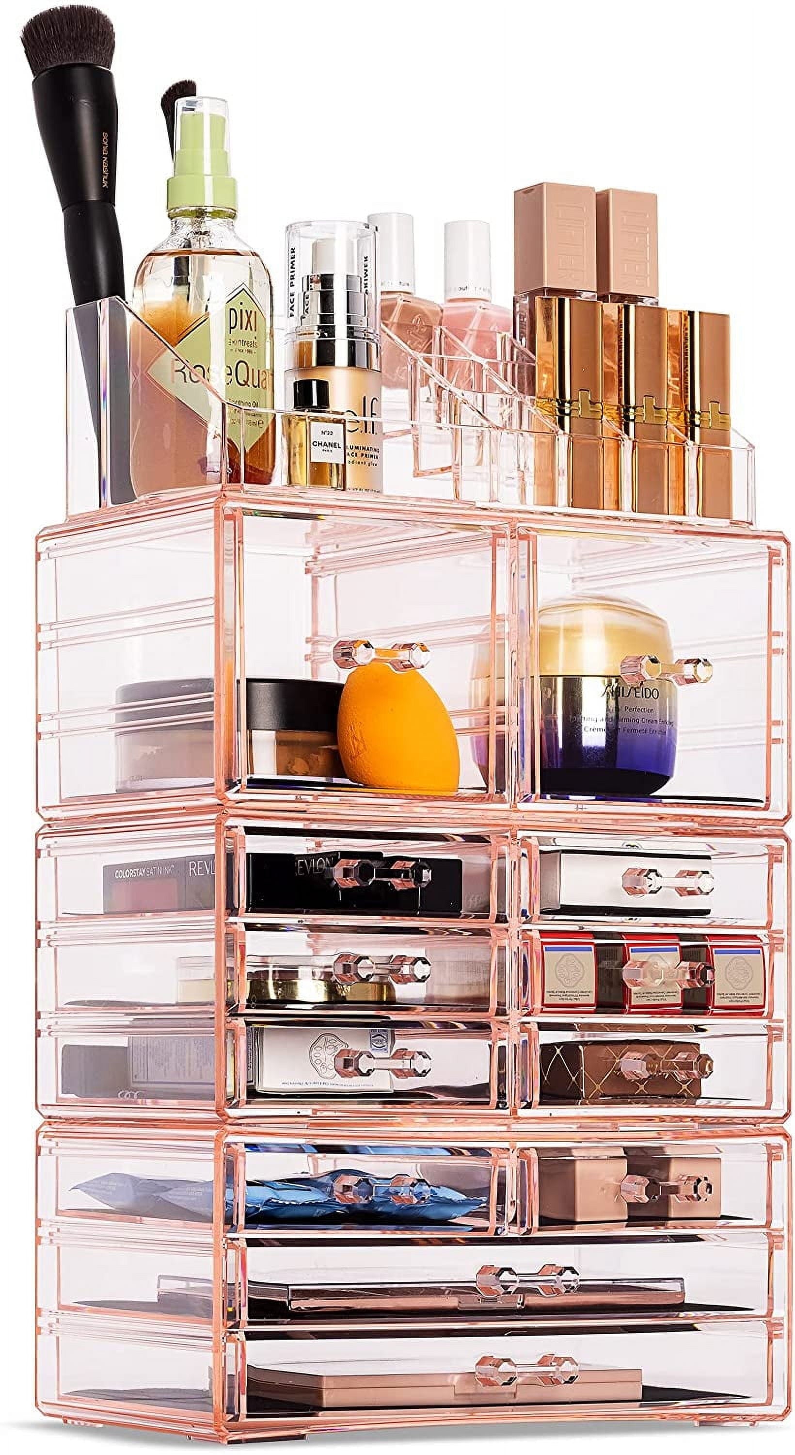 Sorbus Cosmetic Makeup and Jewelry Storage Case Tower Display Organizer - Pink