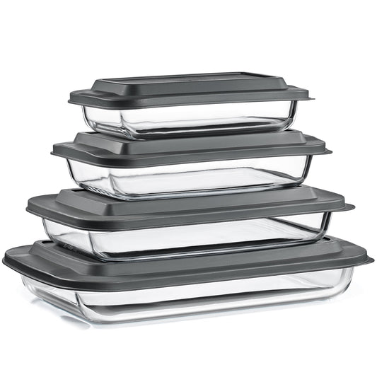 Sorbus Glass Meal Prep Containers with Airtight Lids, Oven, Freezer & Dishwasher Safe, 4-Piece Set