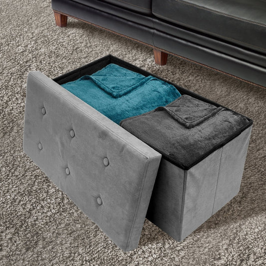 Sorbus Storage Bench Chest with Collapsible/Folding Bench Ottoman with Cover, Small