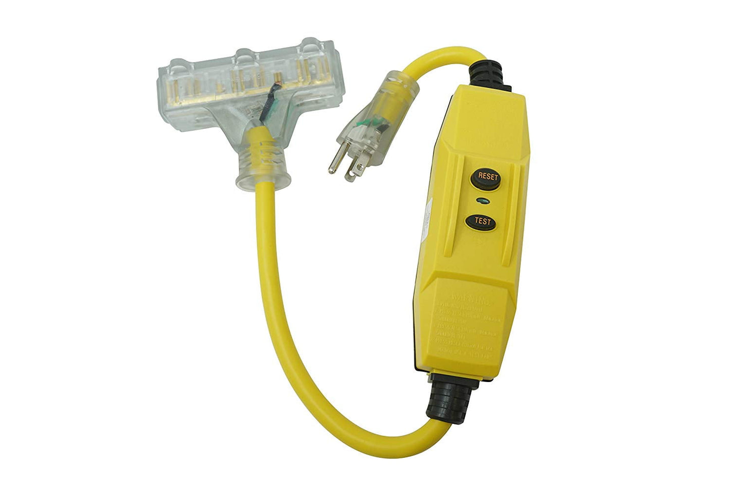 Southwire 12/3 Gauge 3-Outlet Tri-Cord set, 2 ft, 15-Amp, Yellow 3 Prong
