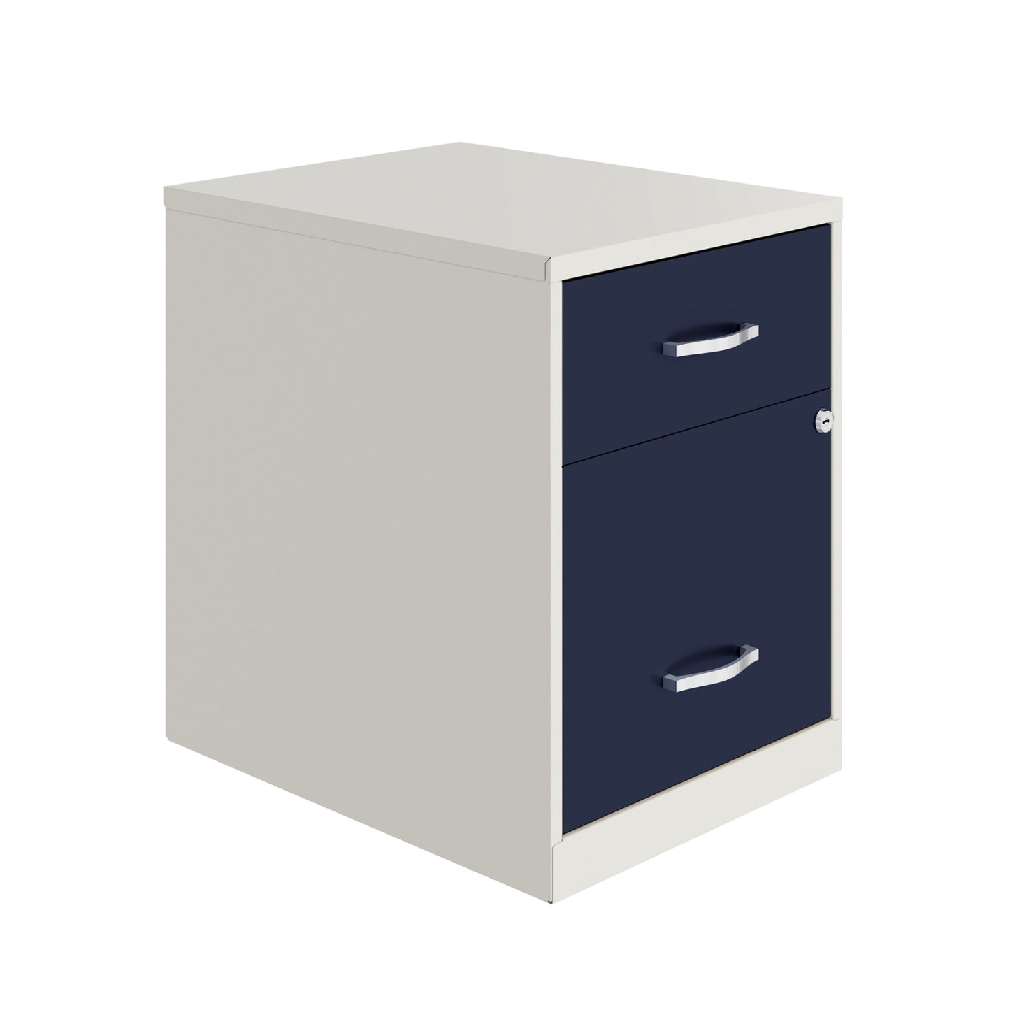Space Solutions 18" Deep 2 Drawer Letter Width Vertical File Cabinet with Accessory Drawer, White/Navy