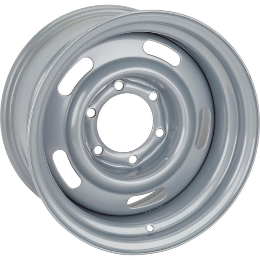 Speedway Motors GM Rally Steel 15" Wheel 6x5.5 Pattern 6 Lug, Silver