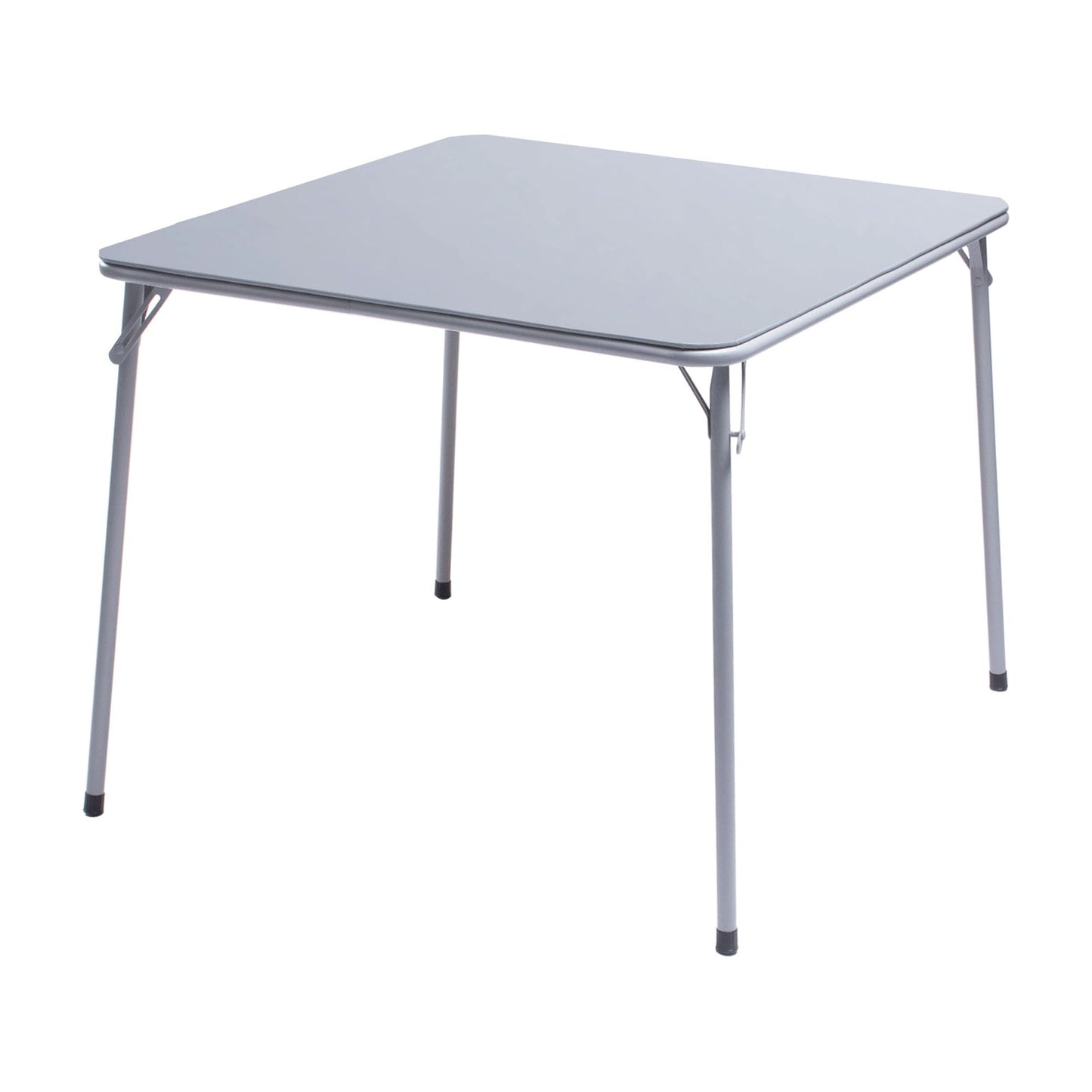 Square Folding Card Table, No Assembly Portable Dining Game Table for 4, PVC Top Metal Frame Space-Saving Table for Indoor Outdoor Use