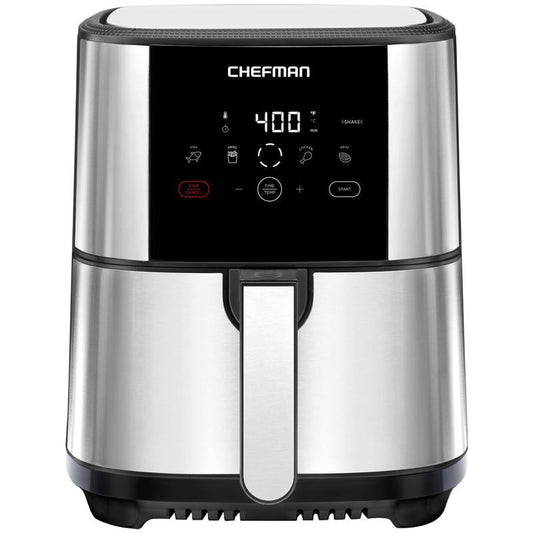 Stainless Steel Air Fryer with Digital Controls, 200-400°F Temperatures, Automatic Shutoff, and Dishwasher-Safe Basket Kitchen Appliances Multifunctional Cooker