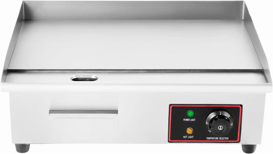 Stainless Steel Electric Grill, 22-inch Flat Top Grill Commercial Electric Griddles, Adjustable Temperature Control 122 ° F-572 ° F, Suitable for Kitchen, Camping and Outdoor