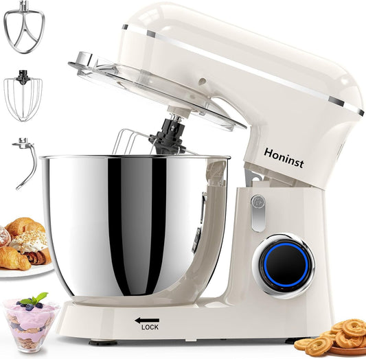 Stand Mixer, 6.5QT 10-Speed Tilt-Head Electric Stand Mixer, 3-In-1 Kitchen Mixer with Bowl, Dough Hook, Whisk and Beater, Food Mixer for Baking, Cake and Most Home Cooks, Red