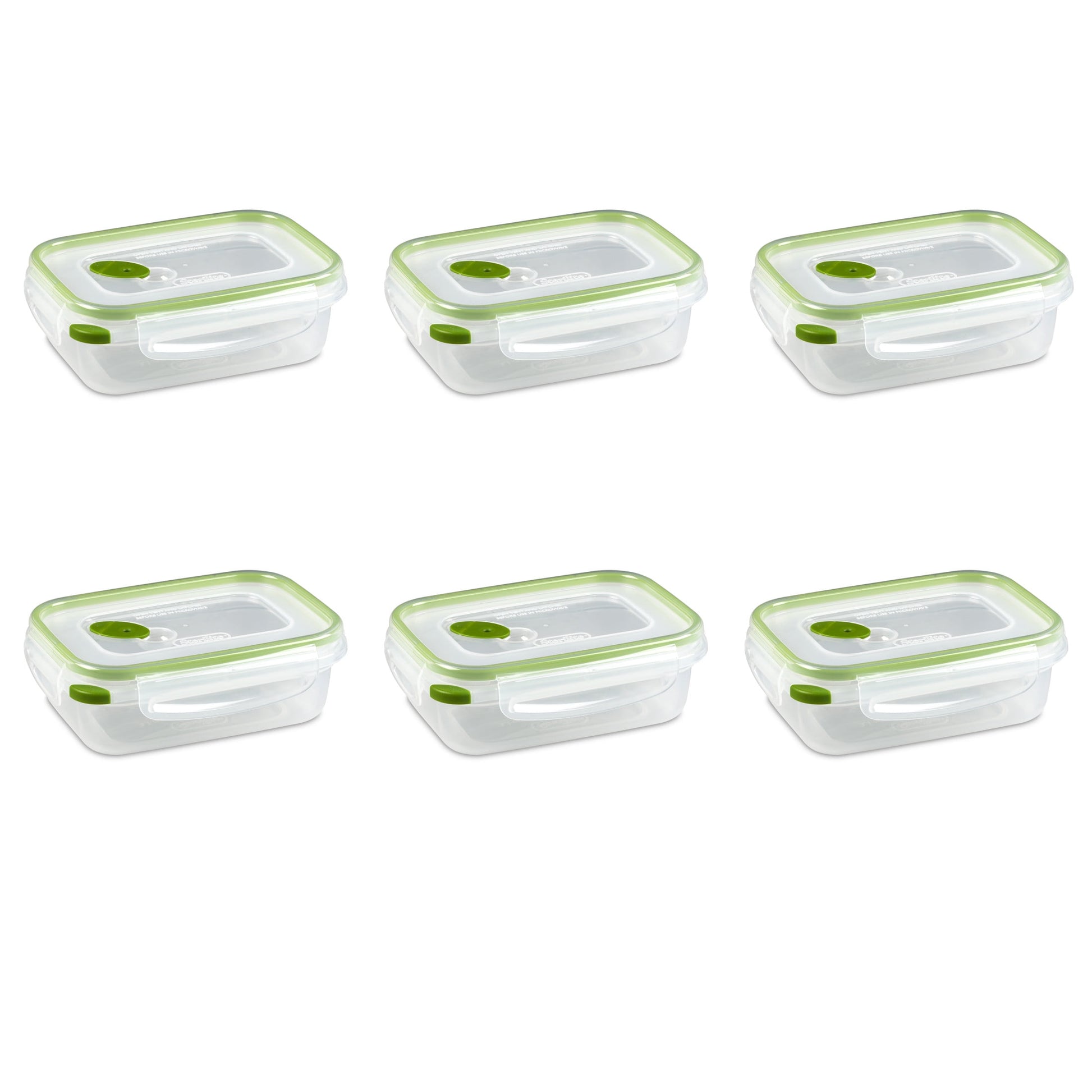 Sterilite Ultraâ€¢Sealâ„¢ 3.1 Cup Rectangle, Latching Food Storage Container, Airtight Watertight Seal, Green, 6 Count
