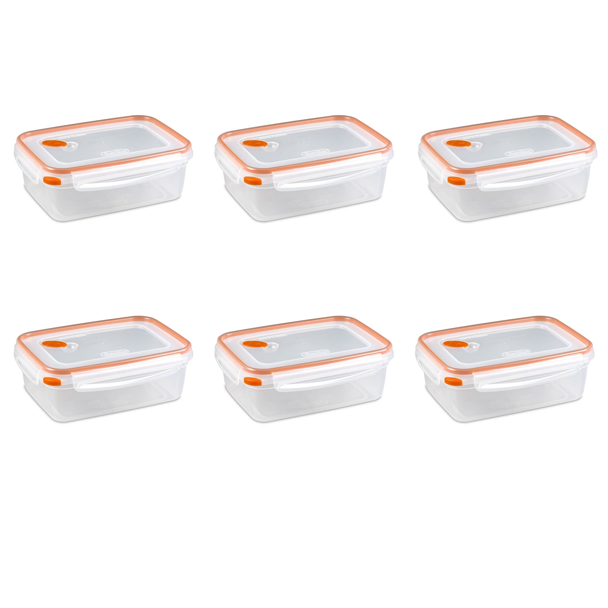 Sterilite Ultraâ€¢Sealâ„¢ 8.3 Cup Rectangle, Latching Food Storage Container, Airtight Watertight Seal, Orange, 6 Count