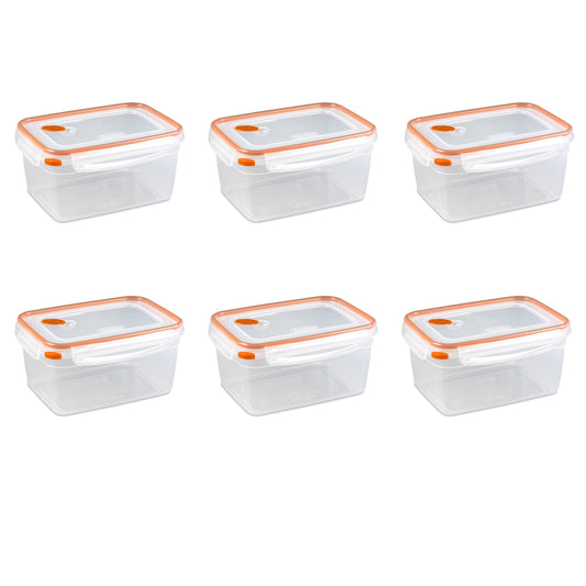 Sterilite Ultraâ€¢Sealâ„¢ 12.0 Cup Rectangle, Latching Food Storage Container, Airtight Watertight Seal, Orange, 6 Count