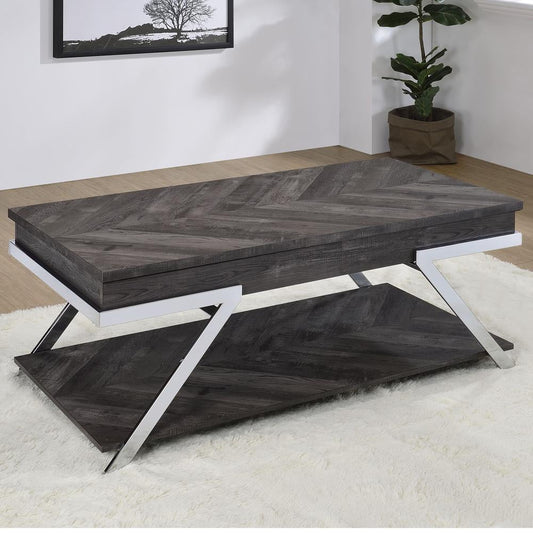 Steve Silver Roma Indoor Lift-Top Wood and Laminate Coffee Table, Dark Gray