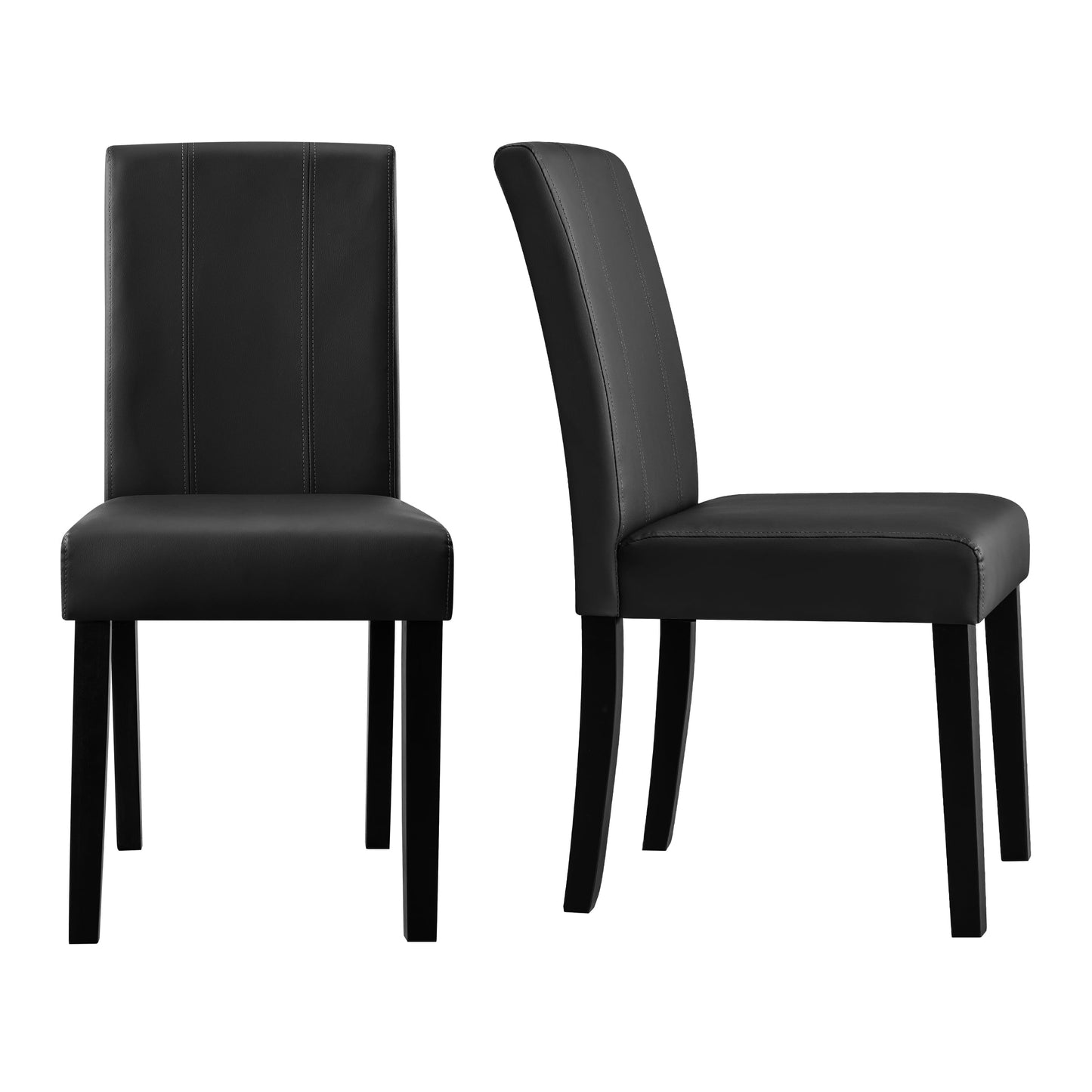 Subrtex Modern Parsons Faux Leather Dining Chairs Set of 2 Upholstered Dining Chairsâ€“ Black