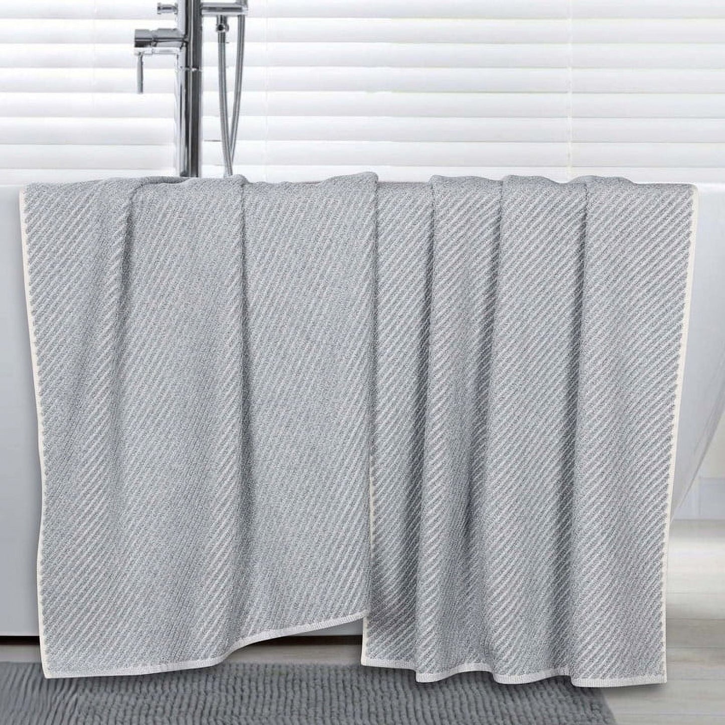 Superior Amelia Viscose Cotton Blend Medium Weight Bath Sheets, Set of 2, Platinum