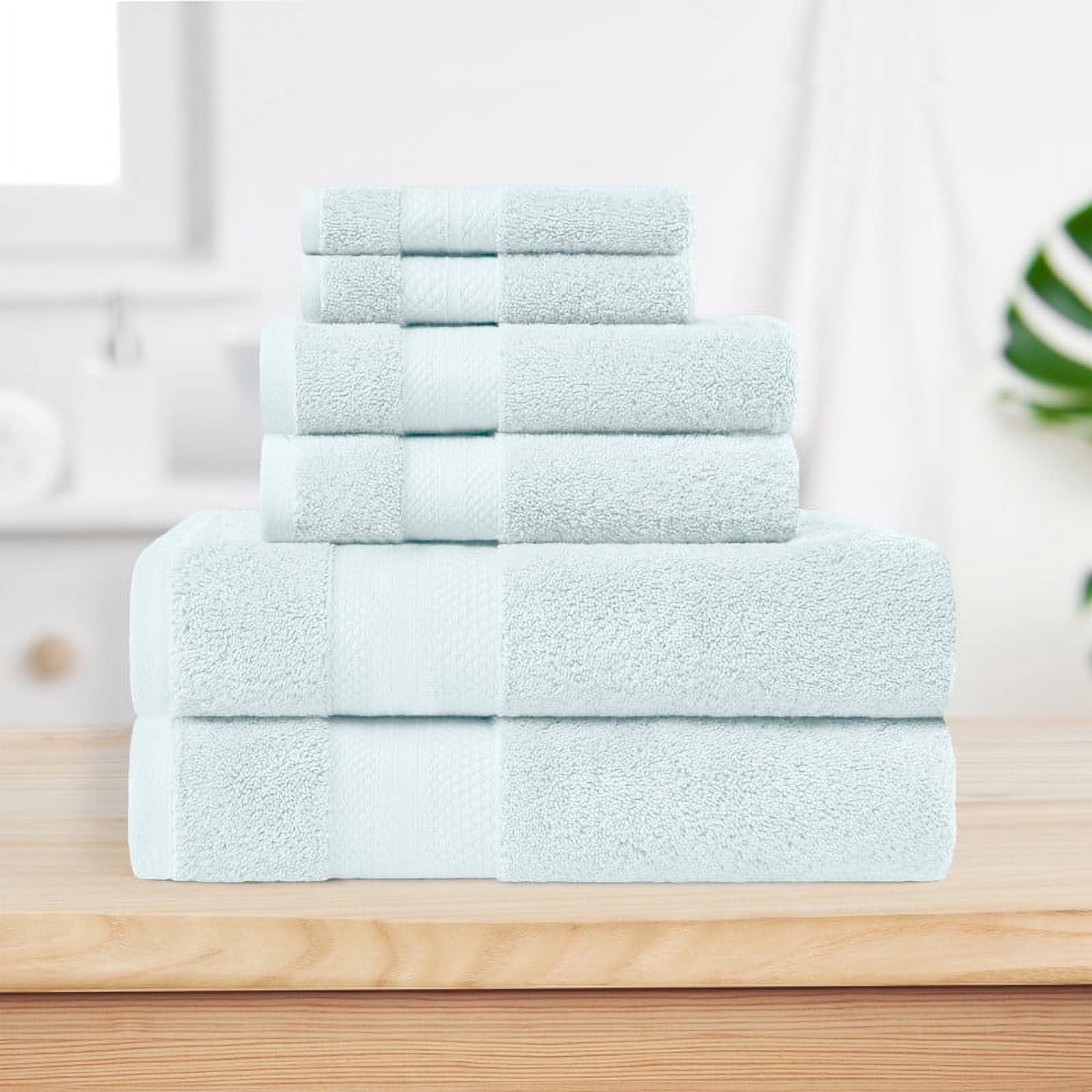 Superior Aria Turkish Cotton 6-Piece Towel Set, Ultra Soft Heavyweight Towels, Dusty Aqua