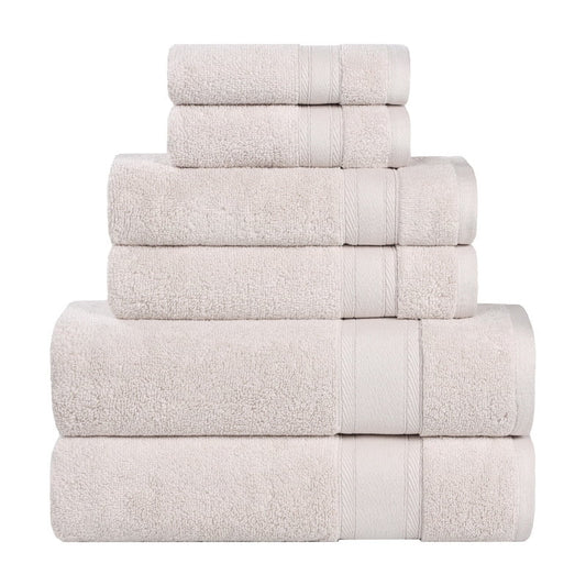 Superior Belmont 6 Piece Zero Twist Towel Set, Ultra Soft Cotton Towels, Silver