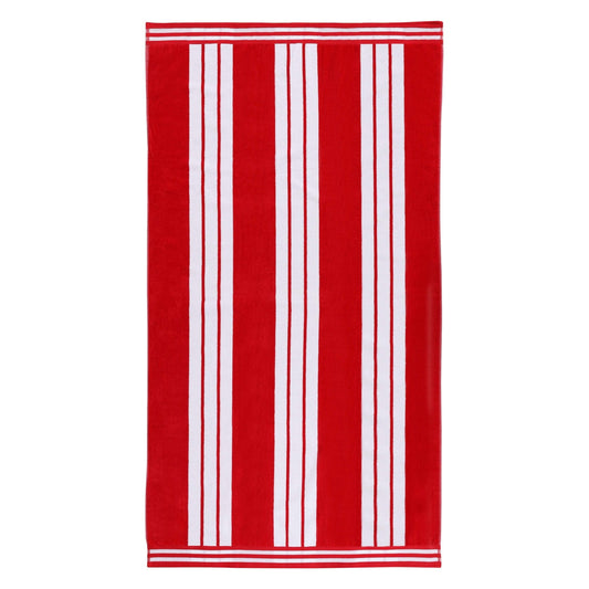 Superior Cotton Striped Oversized Beach Towel Set of 4, 34" x 64", Red
