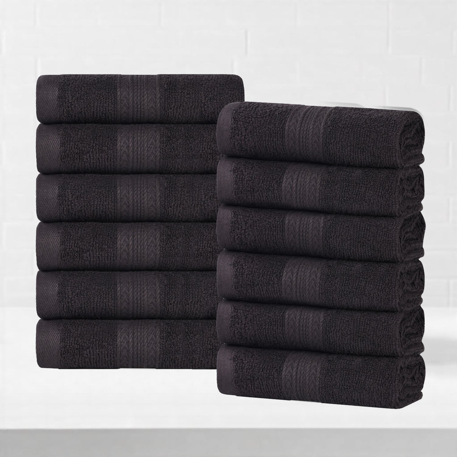 Superior Eco-Friendly Cotton 12-Piece, Black, Washcloth Set