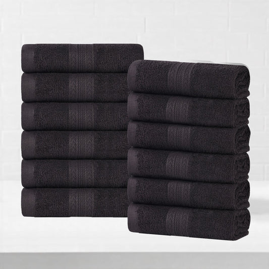 Superior Eco-Friendly Cotton 12-Piece, Black, Washcloth Set