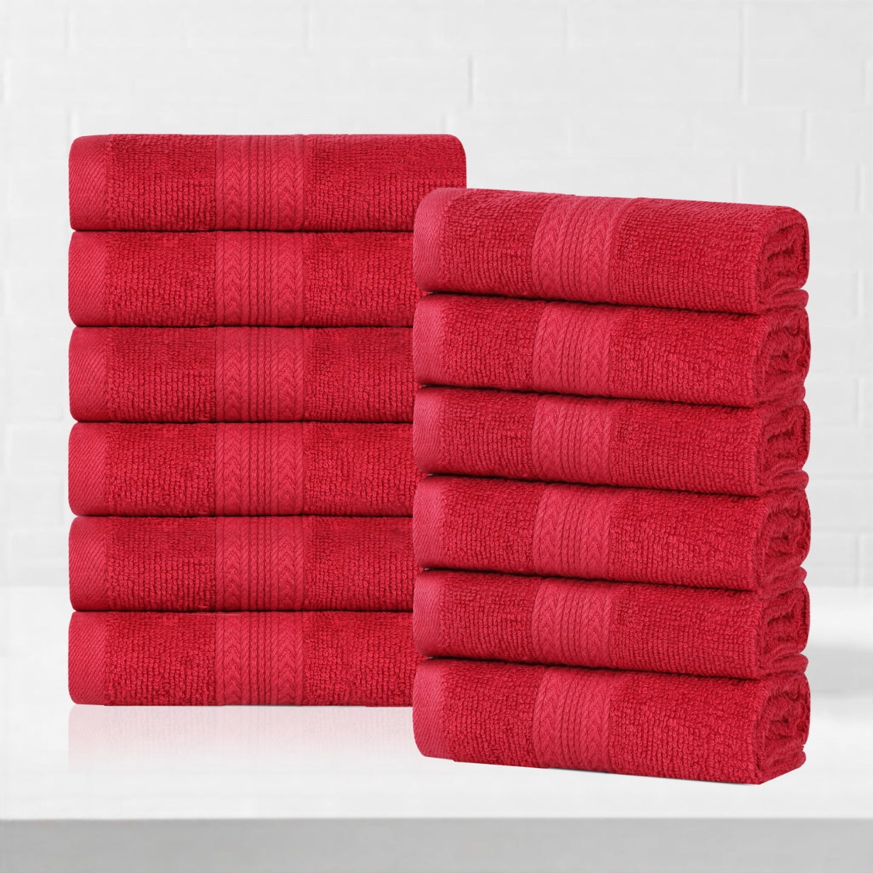 Superior Eco-Friendly Cotton 12-Piece, Cranberry, Washcloth Set