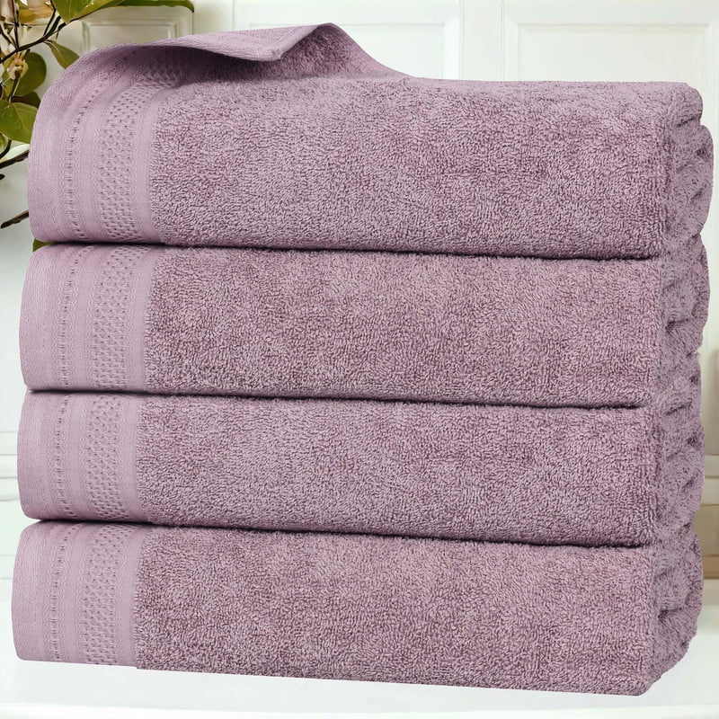 Superior Honeycomb Cotton Medium Weight Bath Towels, Set of 4, Sea Fog
