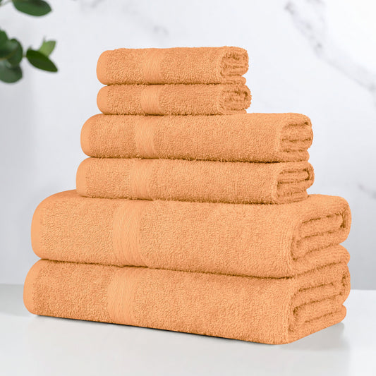 Superior Miami 100% Cotton Lightweight 6-Piece Towel Set, Peach