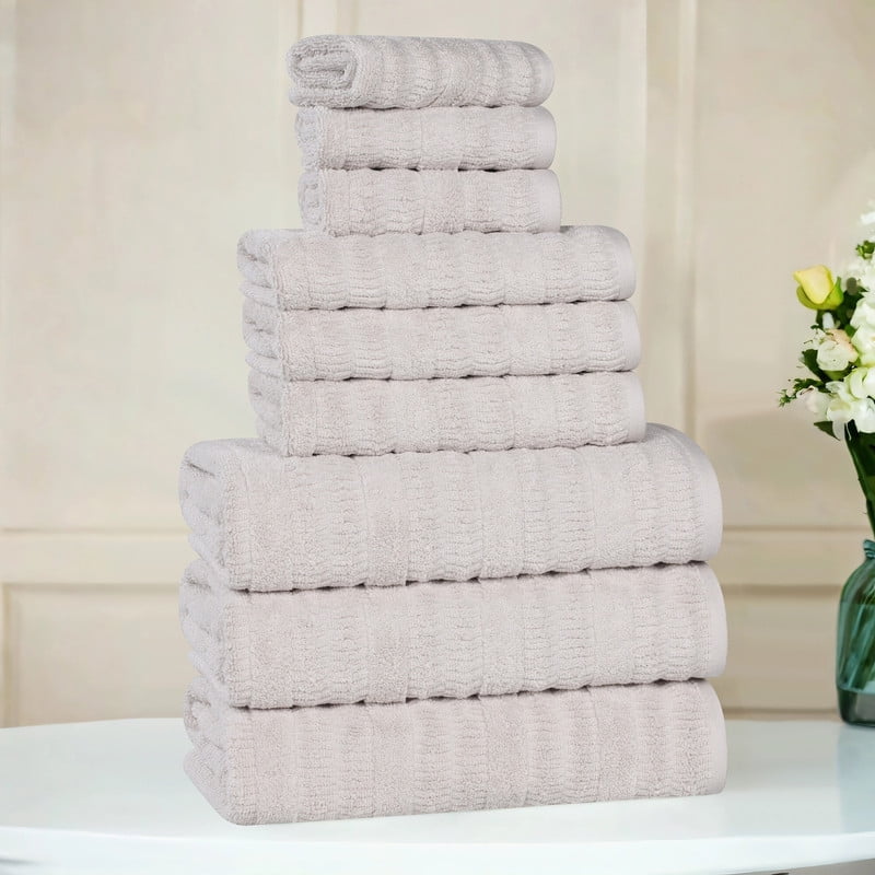 Superior Mika Smart Twist Cotton Medium Weight 9 Piece Towel Set, Navy Blue