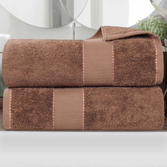 Superior Niles Giza Cotton 2 Piece Bath Sheet Set, Egypt Produced Soft Towels, Chocolate