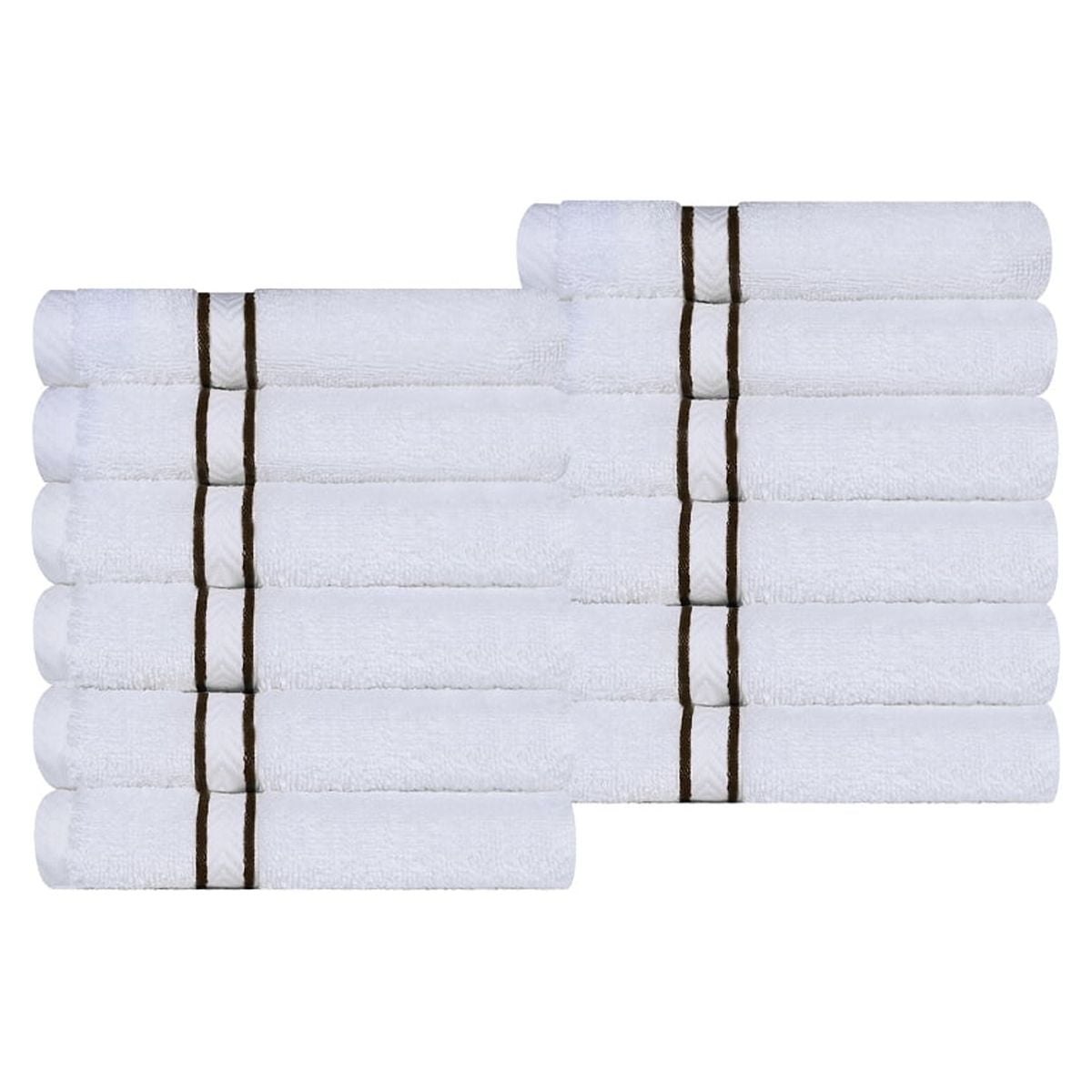 Superior Turkish Cotton 12-Piece Chocolate Washcloth/Face Towel Set