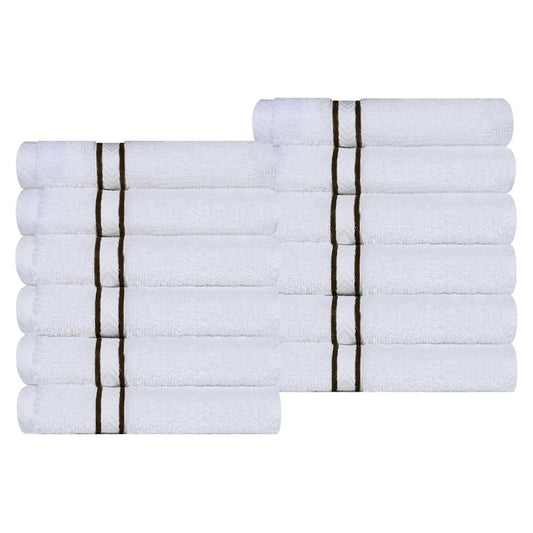 Superior Turkish Cotton 12-Piece Chocolate Washcloth/Face Towel Set