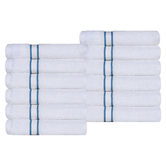 Superior Turkish Cotton 12-Piece Light Blue Washcloth/Face Towel Set