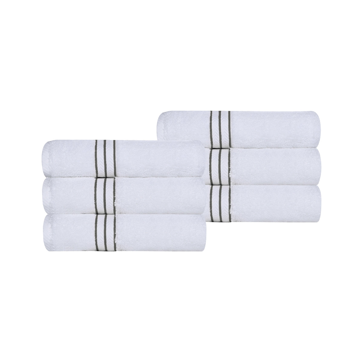 Superior Turkish Cotton Ultra-Plush 6-Piece Charcoal Hand Towel Set
