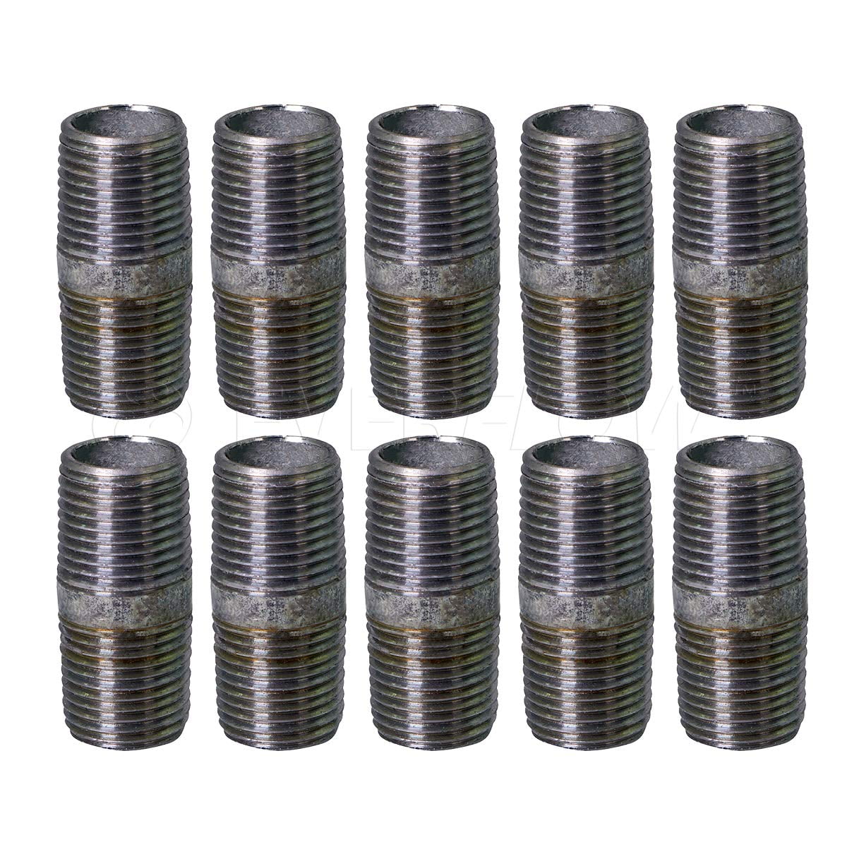 Supply Giant 1-1/2" x 5", Steel Pipe, pre cut Industrial Pipe, Threaded Pipe Nipples and Fittings, Build Vintage DIY Furniture, Galvanized (Pack Of 10)