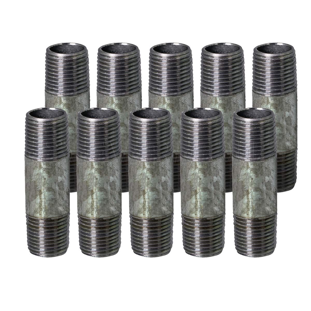 Supply Giant 1/8" x 5" Steel Pipe, pre cut Industrial Pipe, Threaded Pipe Nipples and Fittings, Build Vintage DIY Furniture, Galvanized (Pack Of 10)