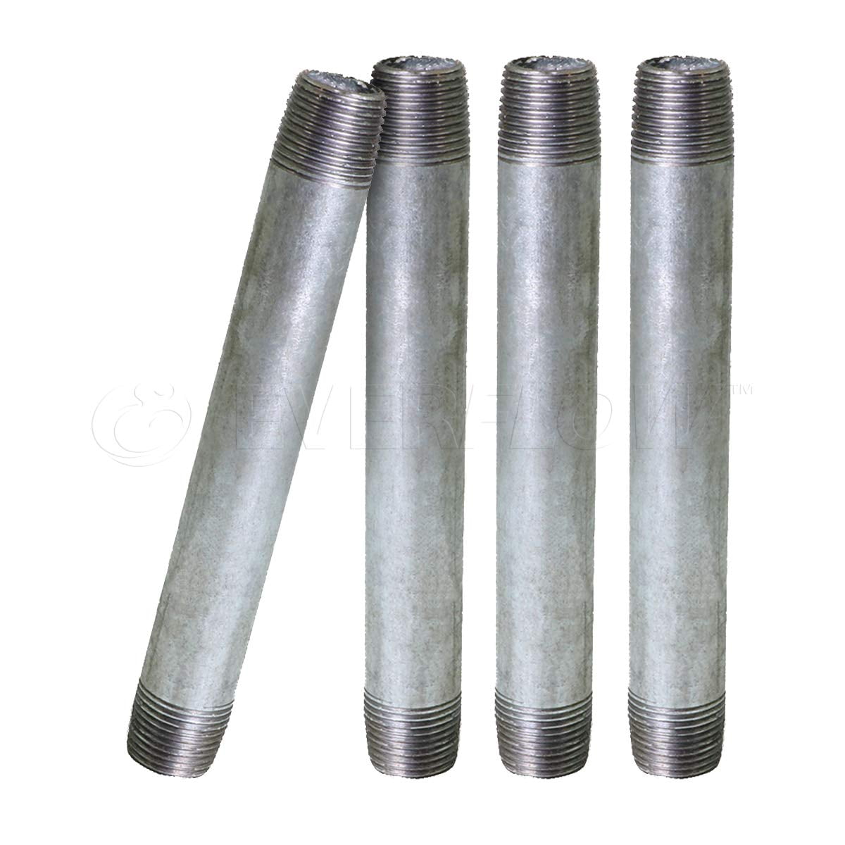 Supply Giant 2" x 7", Steel Pipe, pre cut Industrial Pipe, Threaded Pipe Nipples and Fittings, Build Vintage DIY Furniture, Galvanized (Pack Of 4)