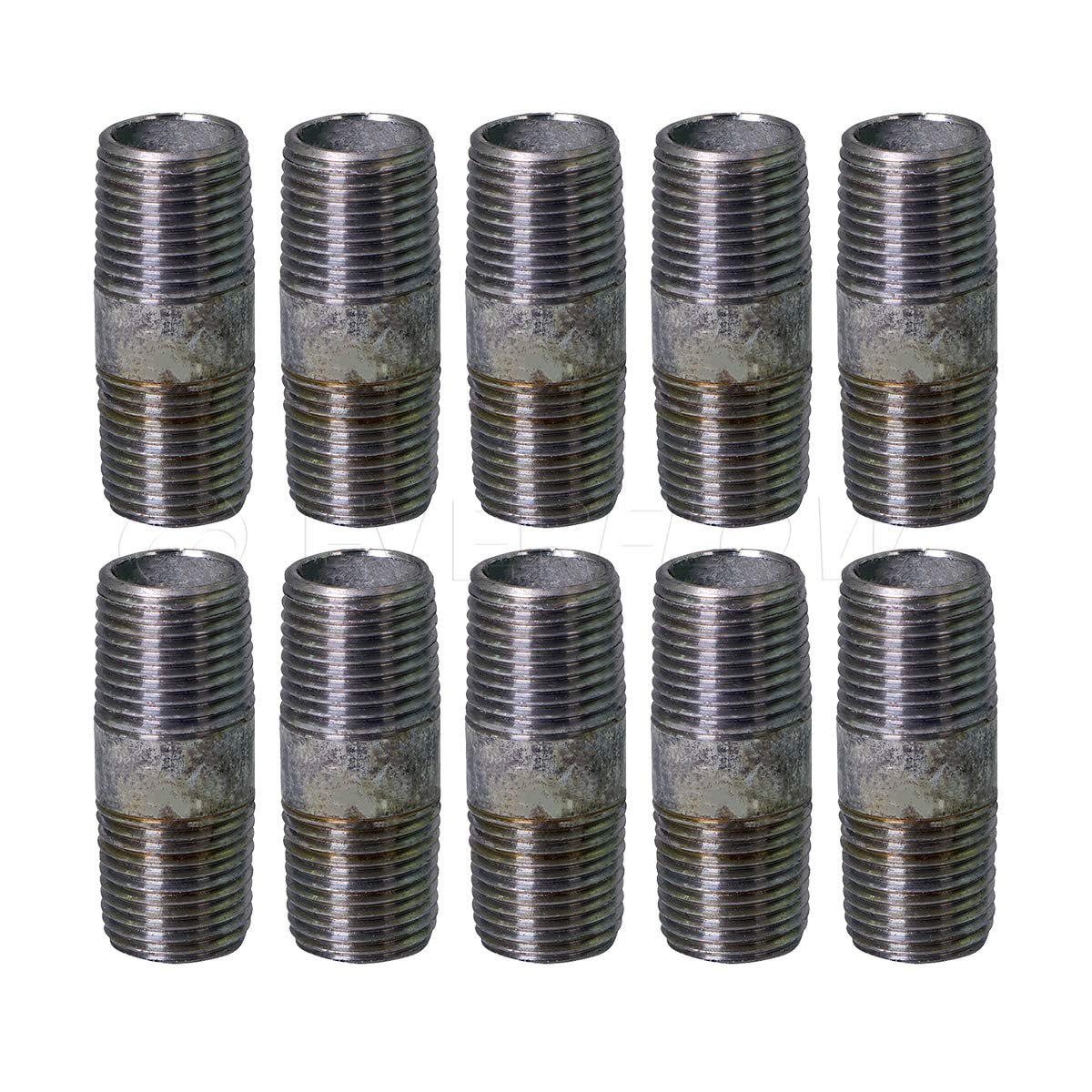 Supply Giant 3" x 4", Steel Pipe, pre cut Industrial Pipe, Threaded Pipe Nipples and Fittings, Build Vintage DIY Furniture, Galvanized (Pack Of 10)
