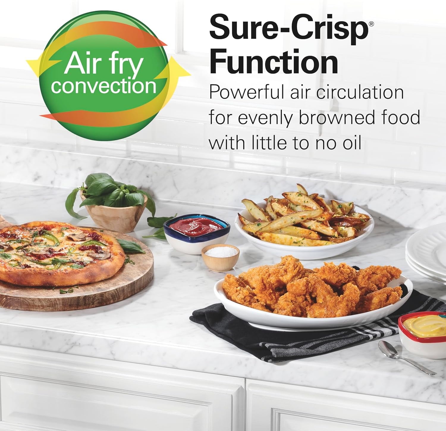 Sure-Crisp  Fryer Toaster Oven Combo, 4 Slice Capacity, Powerful Circulation, Stainless Steel